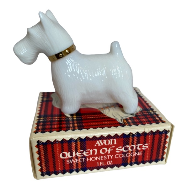 Vintage Avon Sweet Honesty Scottie Dog Cologne Perfume Queen of Scotts 1oz nib - Picture 2 of 10